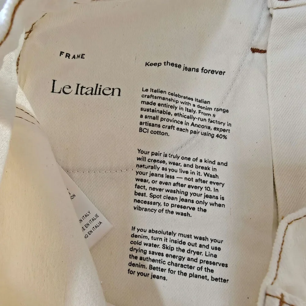 NWT FRAME Le Italien Bermuda Denim Shorts Blanc Cream Size 27 $288